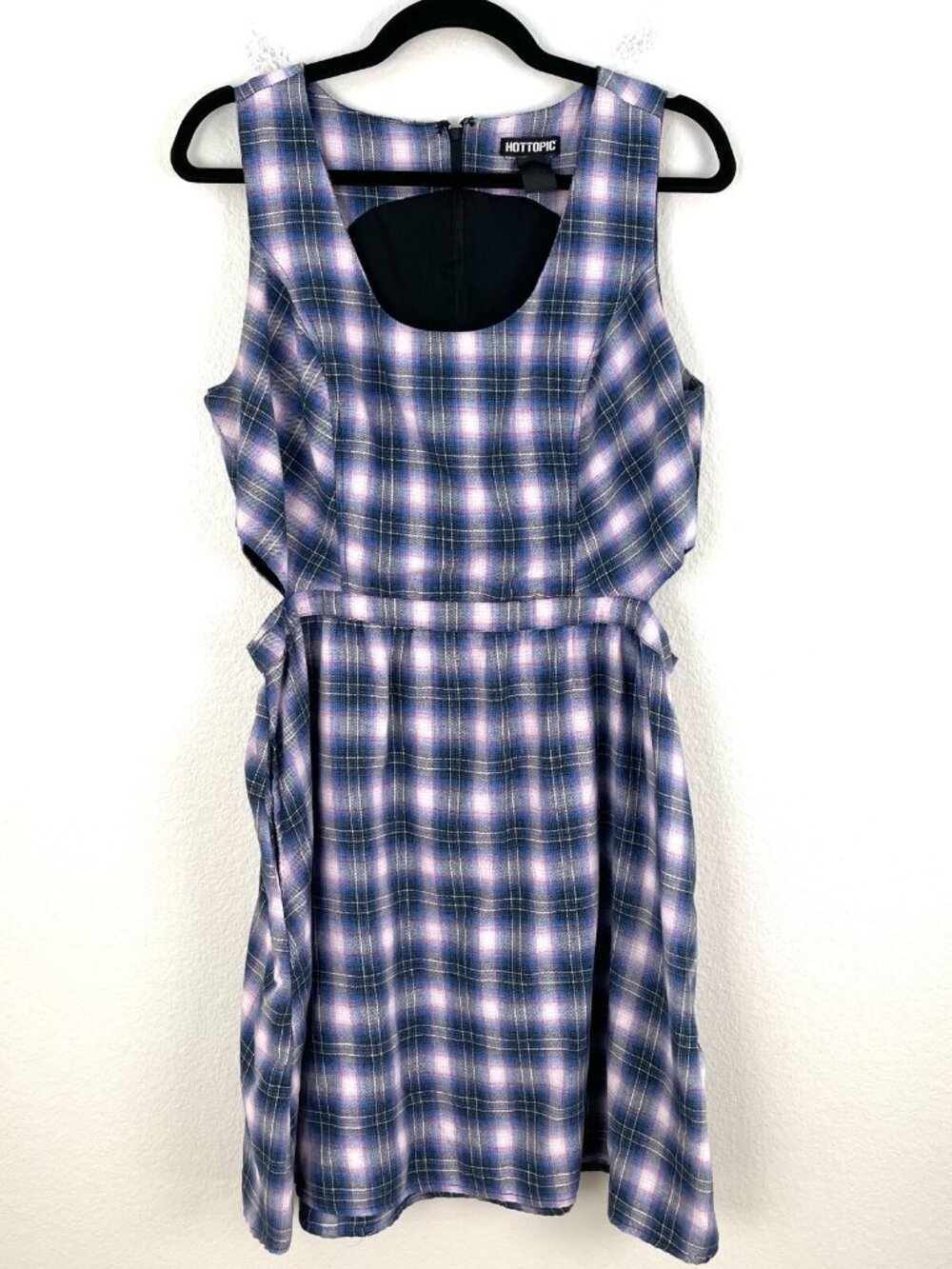 Hot Topic Womens XL Plaid Dress Side Cut Out Sleeveless Punk Grunge Skater Goth